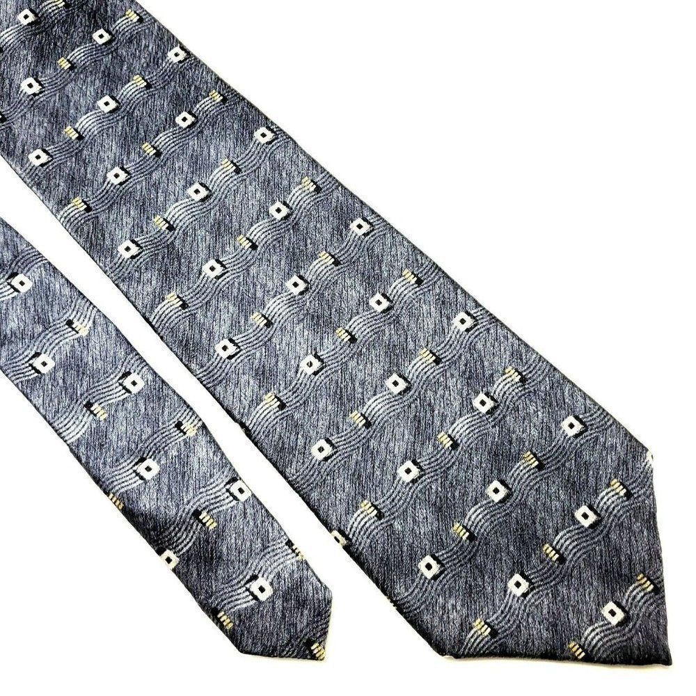 Pierre Cardin Silk‎ Tie Print Gray Wide